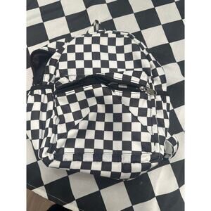 Small zippered checkered print backpack beach summer travel
